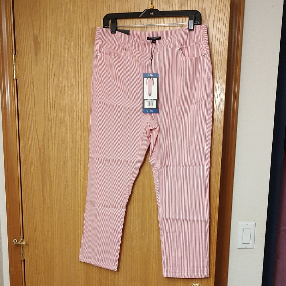 Mario Serrani Pink and White Striped Capri Pants